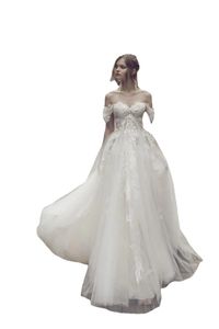 Riki Dalal Os mais novos vestidos de noiva ombro a ombro de alta qualidade 3D floral renda apliques marfim até o chão vestidos de noiva feitos sob medida