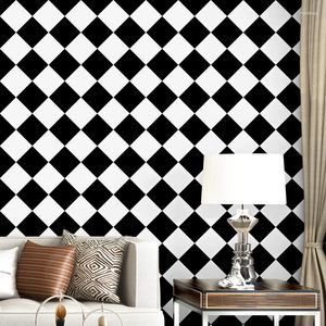 Wallpapers Black White Geometric Grid Wallpaper Roll Modern Design Living Room Bedroom Household Wall Paper