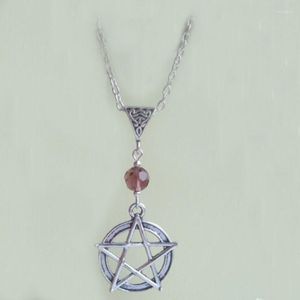 Hänge halsband pentagram kristall halsband smycken vintage pentakel mode choker för kvinnor män gotiska goth wicca hedniska y2k tillbehör