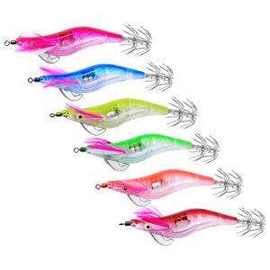 Trasporto veloce 10.5 centimetri 12.5g LED Elettronico Luminoso Squid Jig Notte Pesca Artificiale Legno Gamberetti Richiamo Calamari Luce Maschere Esche