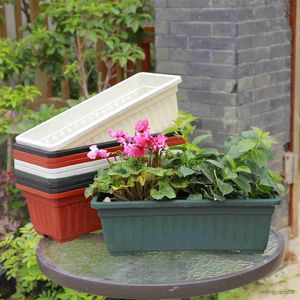 Planters Pots 6PCS Balcony Garden Flower Plant Pot Flower Window Plastic Rectangular Window Planters Vegetables Growing Container Flower