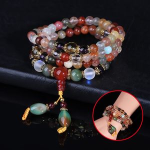 Braccialetto di perle di quarzo di cristallo colorato naturale Collana di braccialetti buddisti 108Pcs Bracciale / collana di perle di preghiera Mala per donna ragazza 230620