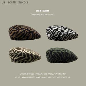 Autumn and Winter England Retro Zebra Pattern Beret Ins Street Style Fashionable Modern Concave Shape Painter Women's Hat