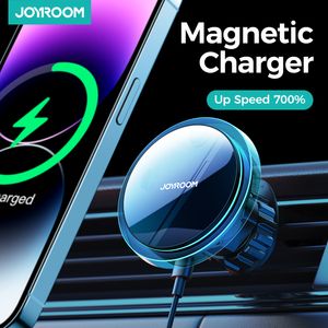 Joyroom Magnetic Car Phone Holder Trådlös laddare för iPhone 14 13 12 Pro Max Fast Charging Car Charger Holder With Blue Light
