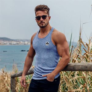 Men's Tank Tops Outdoor Male Running Sport Sleeveless Tank Top Knitted Vertical Stripe Gym Fitness Vest Summer Breathable Quick Dry Slim T-shirt 230621