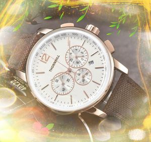 Zegarek męski WSZYSTKIE PRACA DOBLE Popularna Męska Tkanina Skórzana Zespół Business Casual Quartz Chronograph Wojskowy Butik Zrób na rękę Walentynki Prezenty