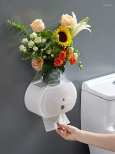 Vases Paper Towel Box Home Wall Mounted Creative Storage Punch Free Multi-function Toilet Waterproof Tube