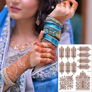 Tymczasowe tatuaże fabryczne Hurtowe 500pcs Indian Bride Hanna Tattoo Naklejka do ciała z Mandala Red Brown Kolor 230621