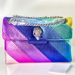 Högkvalitativ Kurt Geiger Handbag Luxurys Rainbow Bag Womens Tote London Fashion Leather Clutch Shoulder Designer Bag Mens Classic Flap Travel Chain Cross Body Påsar