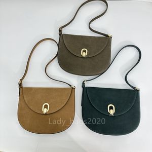 Savette Bag Tondo Axillary Totes Suede Soft Leather Half Moon Handväska Lyxig vintage Kvinnor Designer Bags Cow Leather Axel Rem Crossbody Clutch Tote Purse Lady