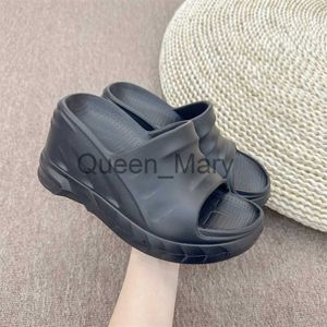 Slippare 8cm sluttande klackar kvinnor tofflor plattform kilar sommar avslappnad kvinnor skor utomhus bekväm strand hög toffel klänning sandaler j230621