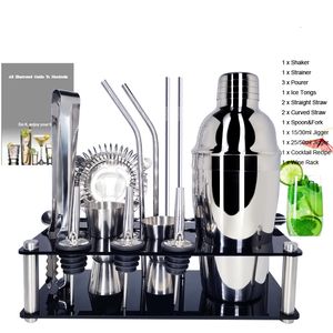 Tabletop Wine Racks IYouNice 115Pcsset Premium Barware Set Stainless Bar Cocktail Shaker Bartender Kit Shakers Tools With Rack Stand 230621