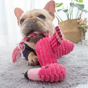 Chien de compagnie jouets grinçants dessin animé interactif Animal flamant rose forme chien jouet à mâcher produits de formation chiot son jouets pour petit Meduim