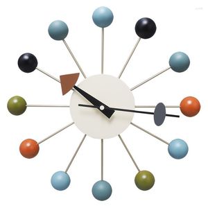 Wandklokken Creative Art Wood Ball Candy Silent Quartz Import Movement 33cm Home Decor Horloge Watch For Livingroom Gifts