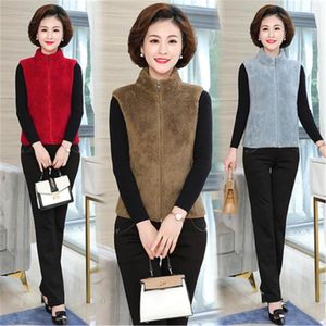 Kvinnors västar 2023 fleece kvinnor höst vinter koreanska ärmlösa jackor damer mode blixtlås avslappnad väst kvinnlig 3xl 4xl pz3644