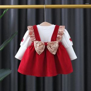 Kleidung Sets 2023 Frühling Herbst Baby Mädchen Langarm T-Shirt Pailletten Weste Kleid 2 stücke Anzug Kleinkind Geburtstag Party Kostüm 0-4T