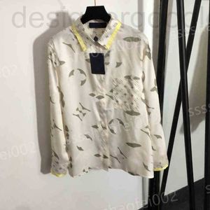 Women's Blouses & Shirts designer Designer Casual Woman Tops Beige Presbyopia Print Lapel Long Sleeve Elegant Shirt Luxury T-shirts Women