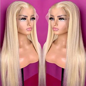 30 Zoll transparente honigblonde 613-Spitzenfrontperücke aus Echthaar, knochengerade, 13 x 4 Spitzenfront-Echthaarperücken für Frauen