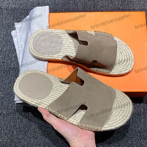 Spansk designer Mens Antigua Espadrille Sandaler Suede Goatsskin med rep sula ikoniska bokstavsutskärningar Design Män tofflor Sandal med Box Hombre Disenador Sandalias