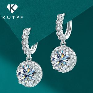 Hoop Huggie Luksusowe kolczyki S925 srebrne srebrne 9mm D Color Lab Diamond Drope Earring For Women Fine Jewelry Oryginał 230620