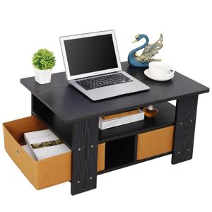 15.8"Compact Coffee Table Rectangle Open Storage with 2 Non-woven Drawers