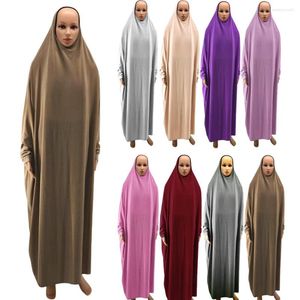Abbigliamento etnico Donne musulmane Copertura completa Preghiera Un pezzo Hijab Abito lungo lungo Abaya Kaftan Robes Overhead Abito arabo mediorientale Islamico