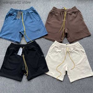 Men's T-Shirts Good Quality 2023ss Rhude Letter Embroidered Drawstring Fashion Shorts Men 1 1 Rhude Women Breeches Inside Tag T230621