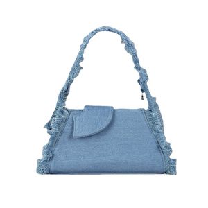 Hot sale 2023 Jeans Women Handbag Fashion show Tassel Baguette Design Shoulder Bag Crossbody Bags Bb Handbags Purse Genuine Leather Good Quality three colors