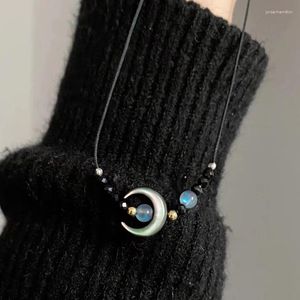 Pendant Necklaces Bohemia Moonstone Moon Necklace For Women Fashion Vintage Korean Charm 90s Aesthetic Jewelry Gift