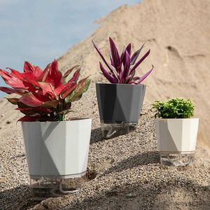 Planters Pots Self Watering Flowerpot Breathable Holes Visible Water Level Flower Pot Lazy Automatic Water-Absorbing Flowerpot Garden R230621