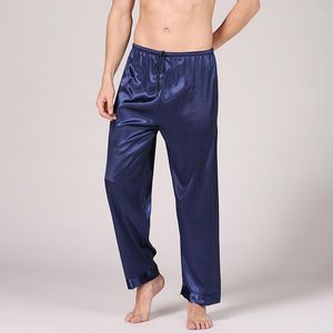 Mäns sömnkläder sömnbottnar byxor satin män pyjamas sommar hem långa byxor casual pijamas faux siden pjs hemkläder