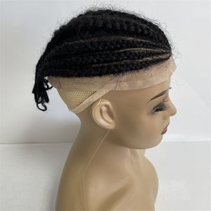 Indian Virgin Human Hair Systems Afro Corn Braids 130% Density Toupee 8x10 Full Lace Units For Black Man