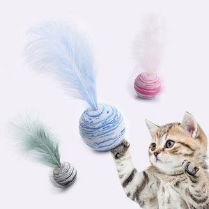 Cat Feather Toy Cat Ball Toy Star Ball Funny Plush Feather Foam Ball Throwing Toys Play Games Interactive Kitten Pet Products