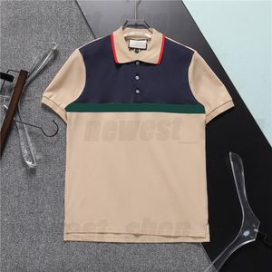 2023 Summer Men's Plus Tee Polo designer t shirt mens mens patchwork color pocket top top t-shirts Casual algodão lapela azul damasco Tshirts XXXL 3XL