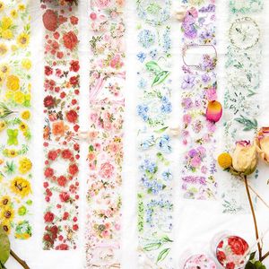 Present Wrap Romantic Flowers Dekorativt husdjur Limlim Tape Retro Rose Hydrangea Scrapbooking Material Klistermärke Label Stationery Waterproof