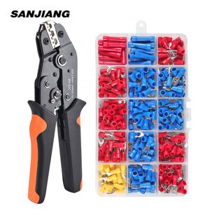 Pliers SN-02C Hand Crimping Tool 0.25-2.5mm² Adjustable Ratchat Crimper Plier 280pcs Cable Lugs Assortment Kit Insulated Wire Crimp Set 230620