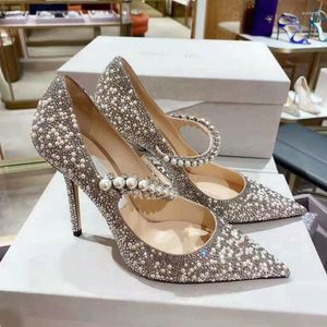 Klänningskor 2023 Kvinnor Pumpar Silver Crystal Rhinestone High Heels Summer Mode Stiletto Heeled Ladies Wedding