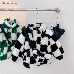 Coat Fashion Baby Girl Boy Winter Lamb Wool Fleece Plaid Infant Toddler Child Chessboard Jacket Warm Outwear Clothes 1 10Y 230620