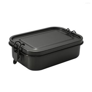 Dinnerware Sets Stainless Steel Bento Box Leakproof Metal Lunch With Removable Divider For Children And Adults(Black)