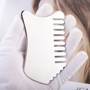 Hair Brushes 304 Stainless Steel Comb Multi Function Head Massager Beauty Health Product Scraper Neck Skin Massage Gua Sha Face Care Tool 230620