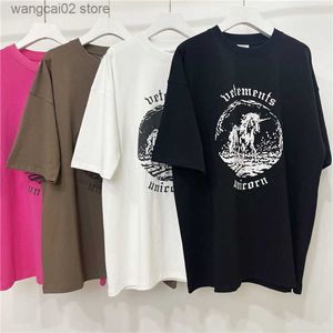 Erkek Tişörtler Kaliteli Vetements Moda Tişört Erkekler 1 1 Vetements Unicorn Kadın T-Shirts Büyük boy Gömlek Pamuk Kısa Kol T230621