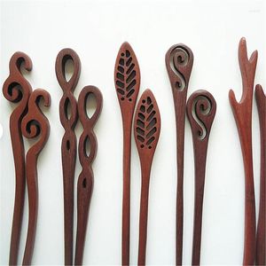 Клипы для волос Barrettes семидюймовые крепкие деревянные палочки резные листья вихтные рога