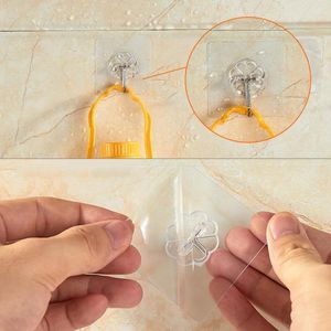 Hangers & Racks 6Pcs Transparent Strong Self Adhesive Door Wall Hooks For Silicone Storage Hanging Kitchen Magic Bathroom Accessories