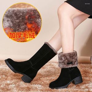 Boots Winter Styles Fur Ladies High Cheels Platform Knee Snow Women 2023 Warm Wedge Shoes Woman