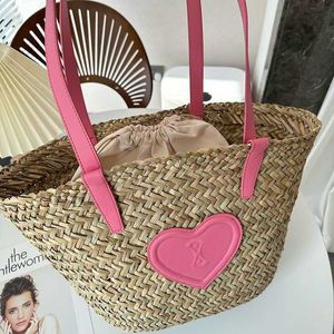 New Product Pink Beach Bag l Letter Woman Straw Weave Designers Handbag Holiday Casual Shopping Bags Woven Shoulder Bags Women Straw Tote Bag Purse 230411