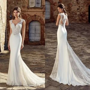 Kleider Kleid Braut Sexy V-ausschnitt Spitze Applikationen Vestido De Novia Satin Böhmischen Brautkleider Plus Größe Boho Meerjungfrau 2023 estido es