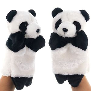 Puppets 25cm Panda Plush Hand Puppet Animal Stuffed Doll Soft Glove Cartoon Role Play Bedtime Story Telling Kid Children Learning Muppet 230621