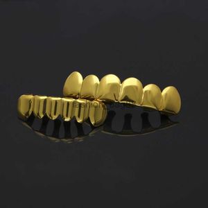 Zębów Grillz Gold Top and Uptom Golden Hip Hop Biżuteria