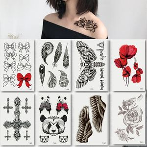 Temporary Tattoos 100 Piece Mini Tattoo Sleeve Women Girl Beauty Body Arm Art Rose Flower Butterfly Tiger Glitter Waterproof Sticker 230621