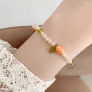 Link Bracelets Chain Korea Spring Products Cute Color Fruit Beaded Elastic Rope Bracelet Girl Crystal For FemaleLink Raym22